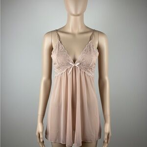 Elegant Lace Trimmed Babydoll in Blush